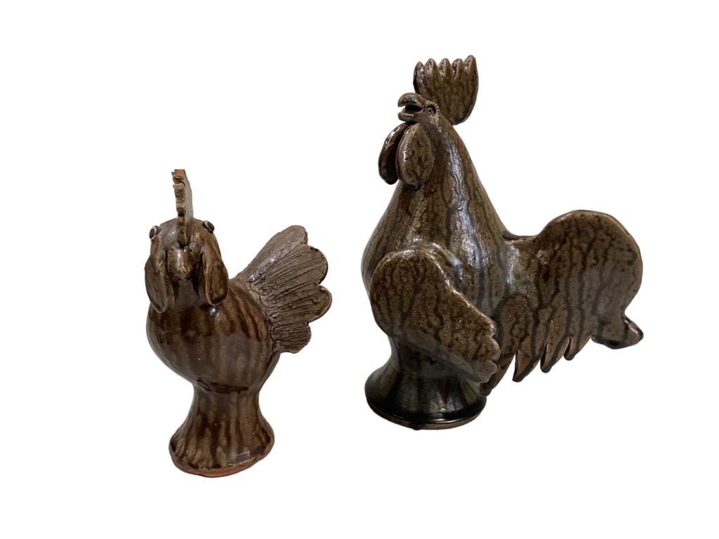 Two Folk Pottery Roosters (1 of 6)
