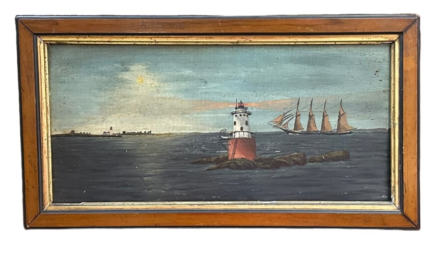 Nautical Seascape with Lighthouse and Schooner (1 of 5)