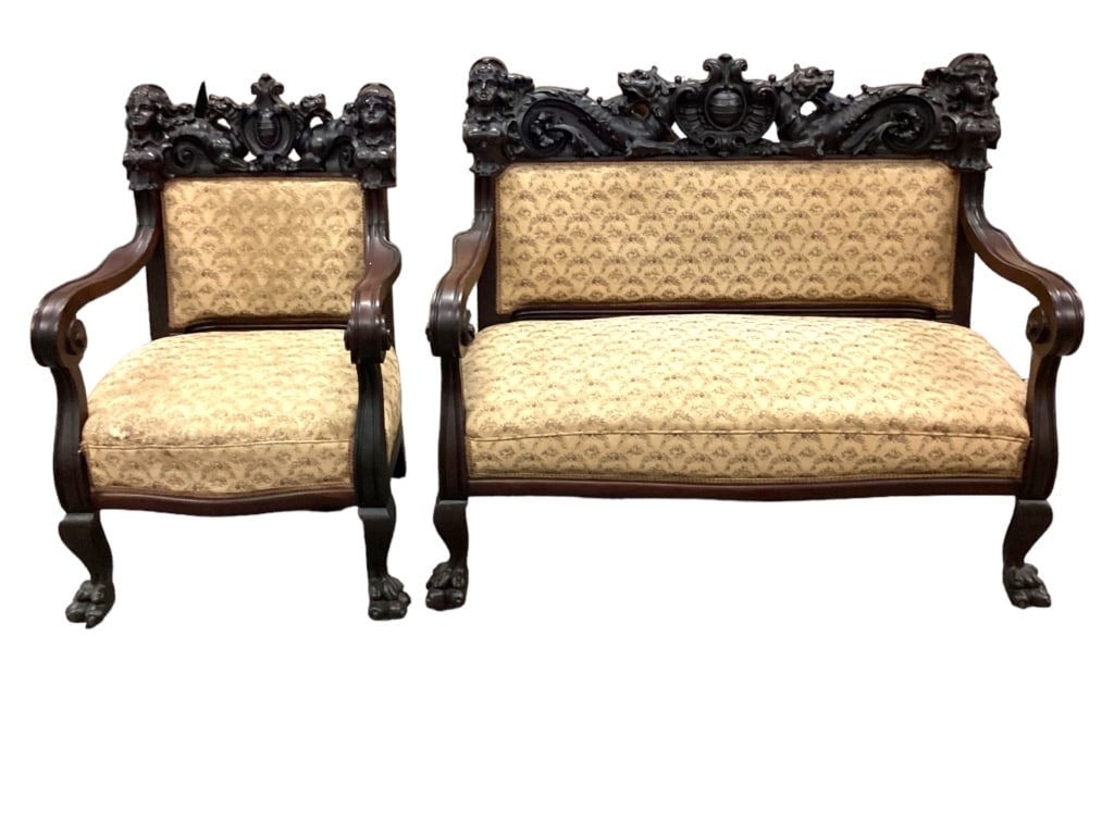 Settee Bench and Open Arm Chair (1 of 11)