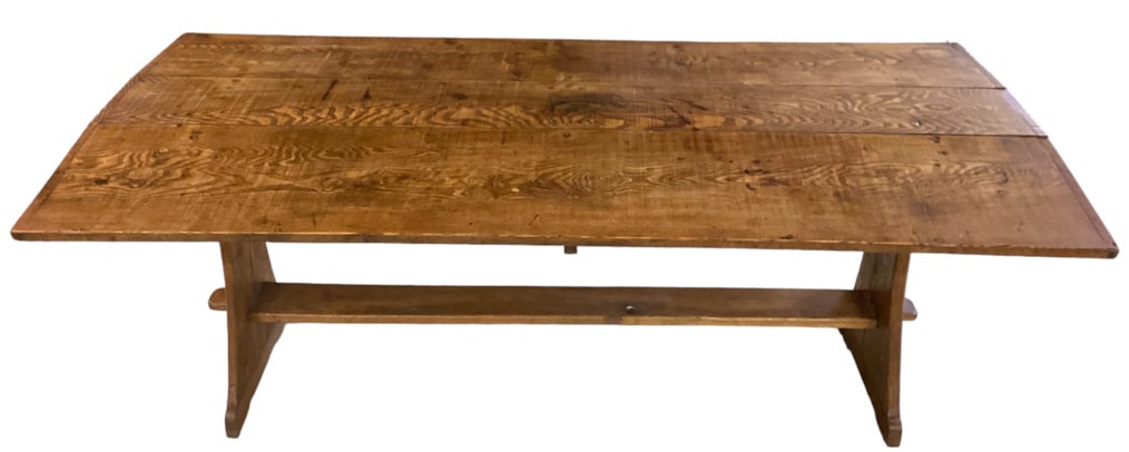 Golden Oak Drop Leaf Trestle Table (1 of 6)