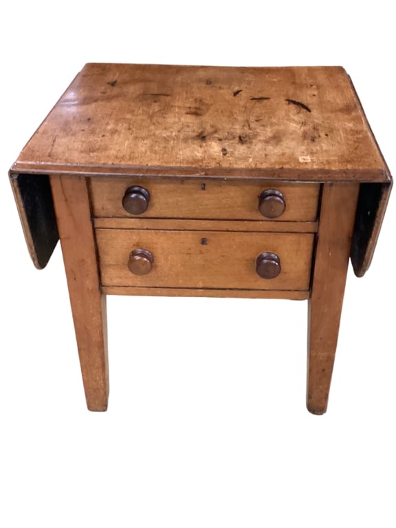 2 Drawer Walnut Drop Leaf Stand (1 of 8)