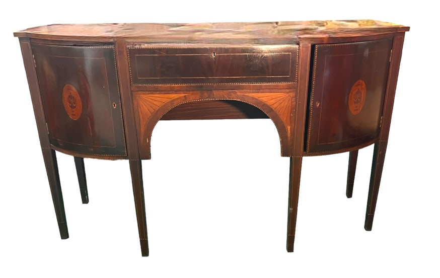 Inlaid Georgian Bow Front Sideboard (1 of 7)