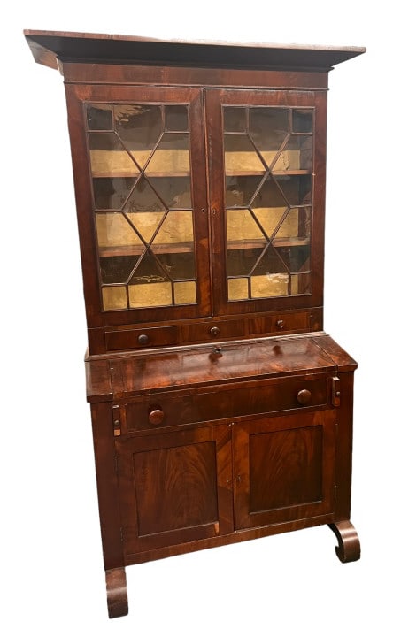 Classical Flame Mahogany Bookcase Secretary (1 of 10)