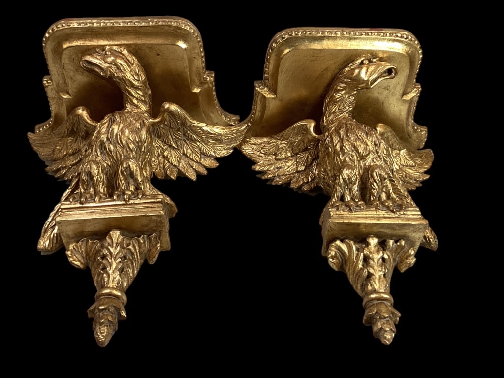 Pair Carved Gilt Eagle Wall Brackets (1 of 5)