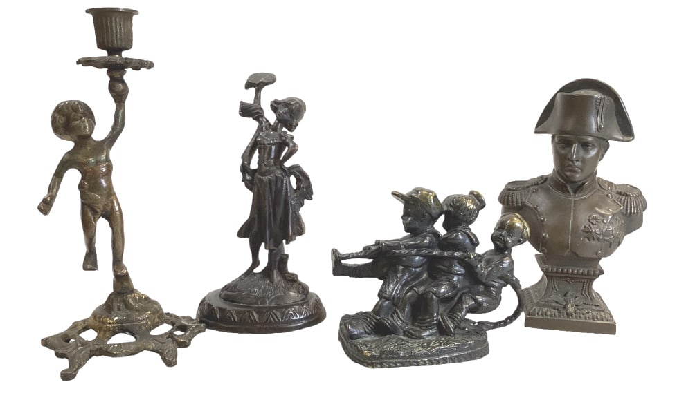 Four Cast Metal and Bronze Figurals (1 of 6)