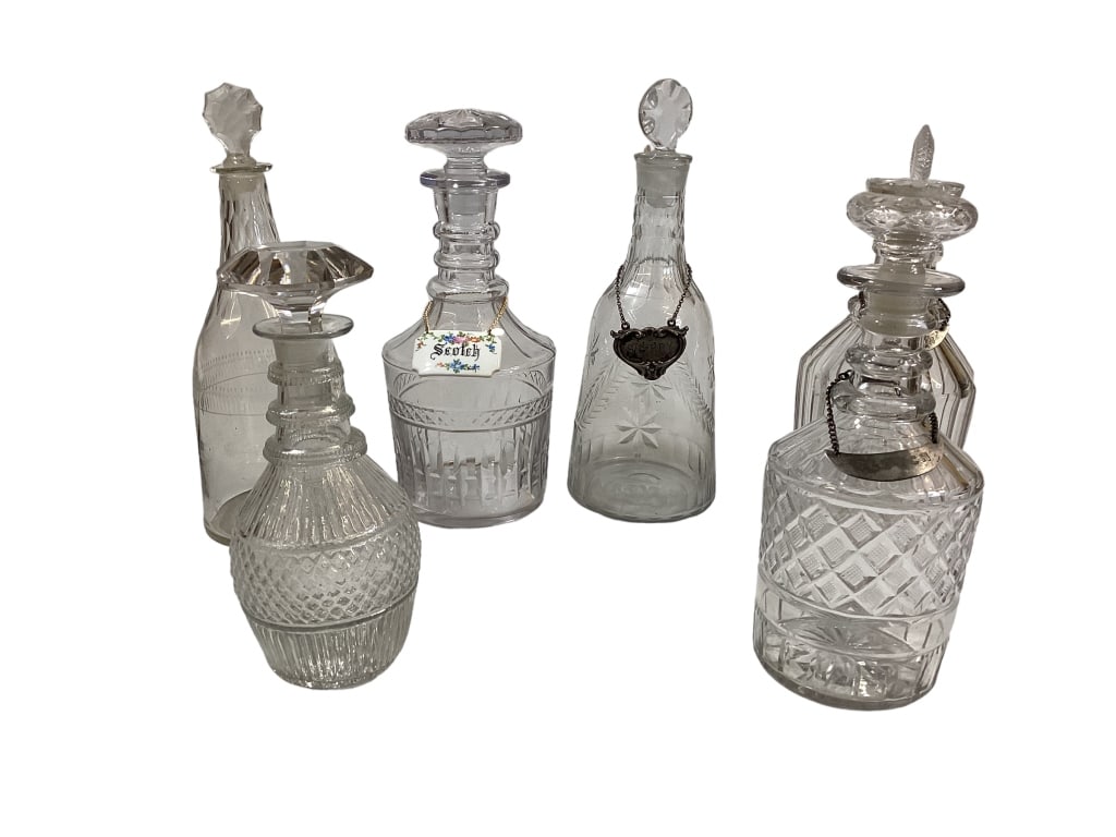 Six Glass Decanters, Sterling Tags (1 of 5)