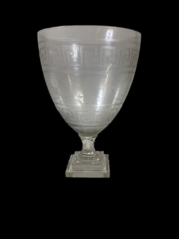 Oversized Etched Cut Chalice Vase (1 of 4)