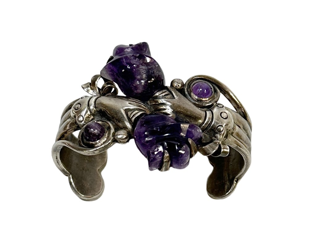 Spratling Silver and Amethyst Cuff Bracelet (1 of 7)