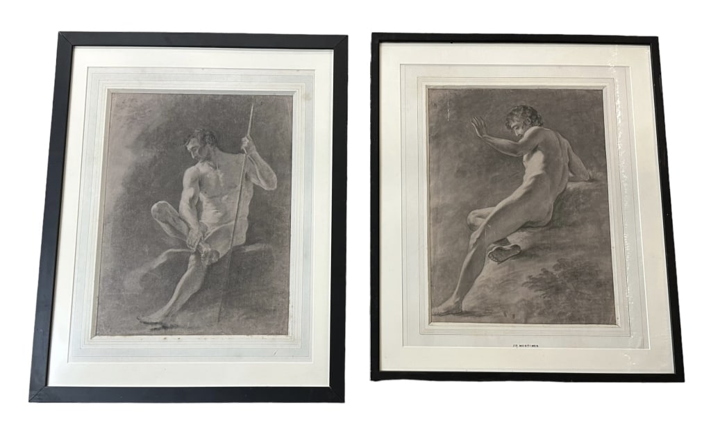 2 Figural Male Drawings, Manner of J.H. Mortimer (1 of 7)