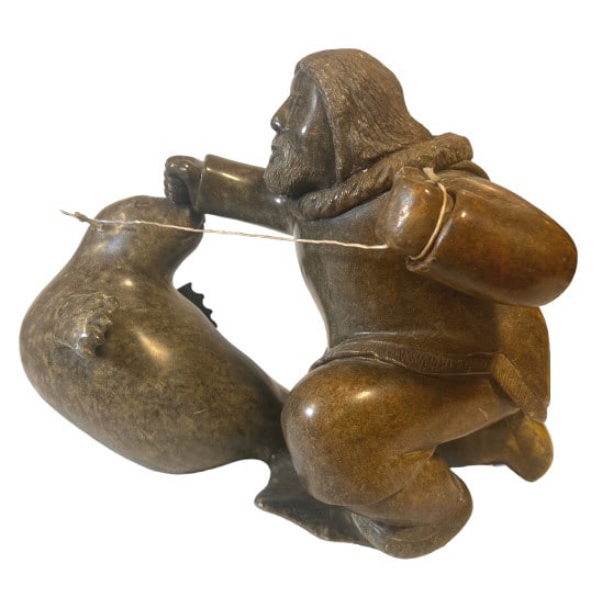 Vintage Inuit Carving of Man Hunting Seal (1 of 4)