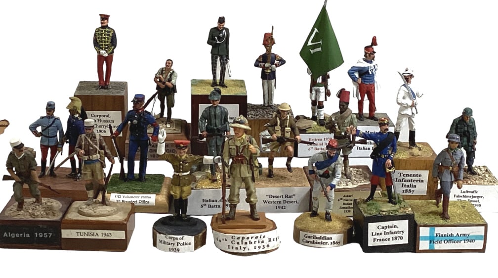 Collection of Miniature Soldiers: Varied group from different countries and military affiliates . 2.5 to 3 inches