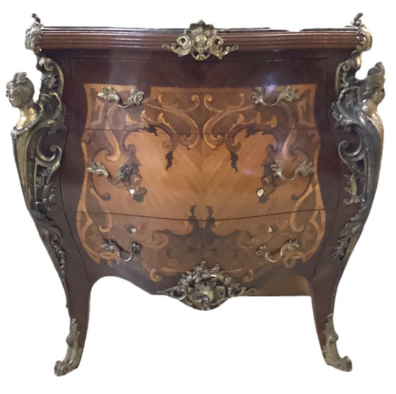 Marble Top 3 Drawer Inlaid Bombay Chest (1 of 7)