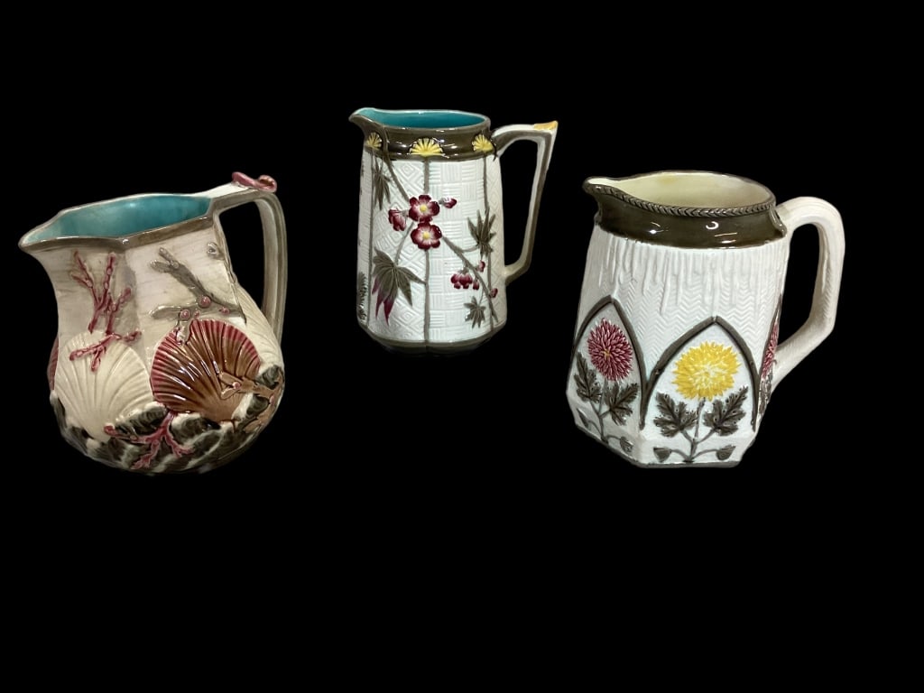 3 Wedgwood  Majolica Pitchers (1 of 5)