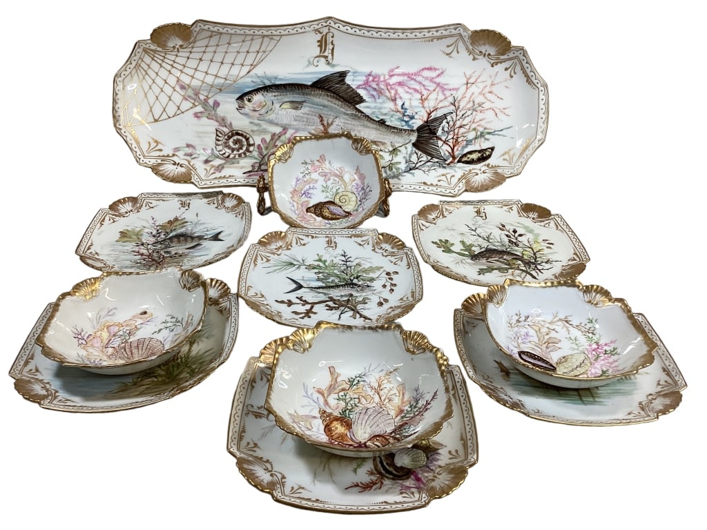 Impressive  Limoge Porcelain  Fish Set (1 of 6)