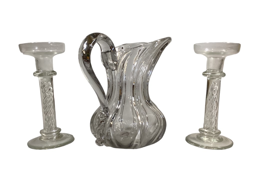 Blown Glass Pitcher, Air Twist Candleholders (1 of 4)
