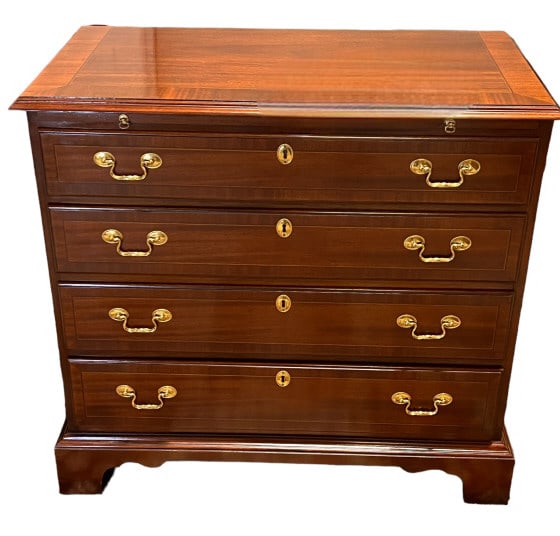 Contemporary Mahogany Bachelor Chest: Chippendale Style, well made, 31 tall x 34.5 wide x 18.5 deep