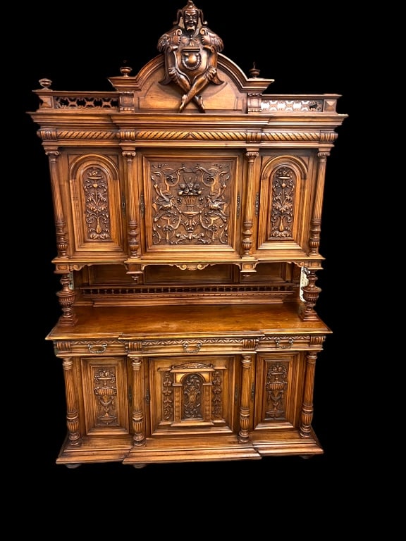 Highly Carved Walnut Hunt Cupboard (1 of 5)