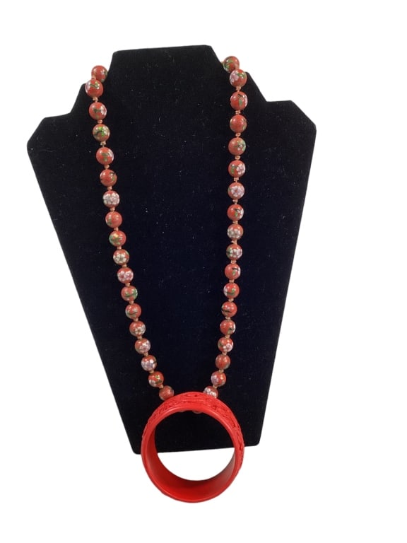 Cinnabar Bangle, Cloisonne  Necklace (1 of 4)