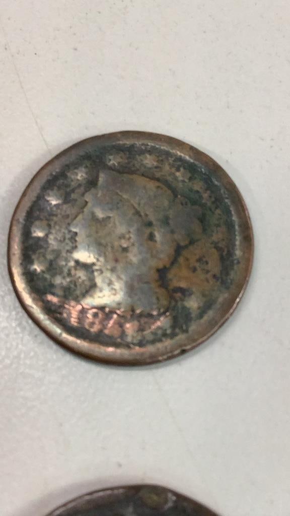 2 Liberty Head Large Cent Coins, Liberty Half (1 of 6)