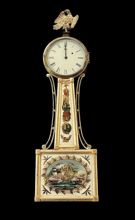 Federal Style Mahogany and Eglomise Banjo Clock (1 of 8)