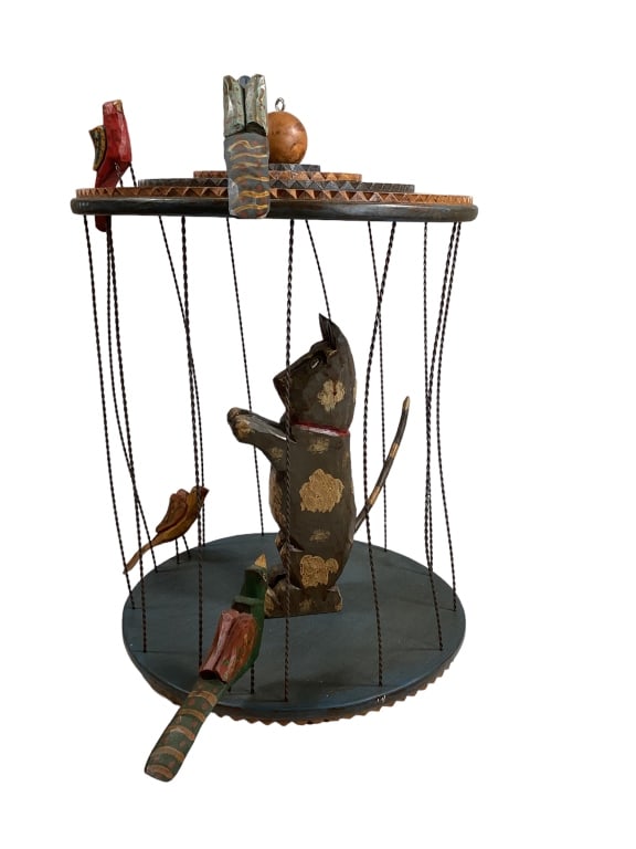 Timothy Strawser Folk Art Cat in Birdcage (1 of 5)