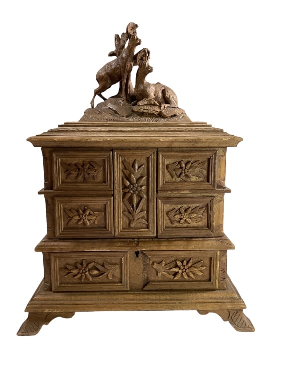 Black Forest Carved Jewelry Chest (1 of 6)