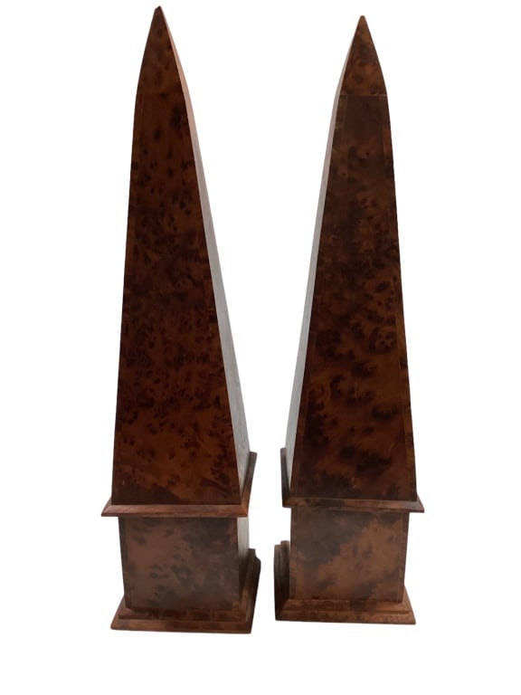 Pair Walnut Burl Obelisk (1 of 3)