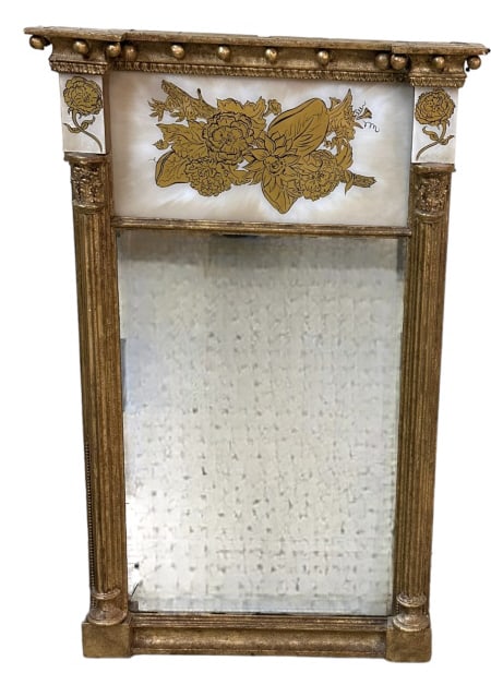 Federal Carved Giltwood Eglomise Mirror (1 of 6)