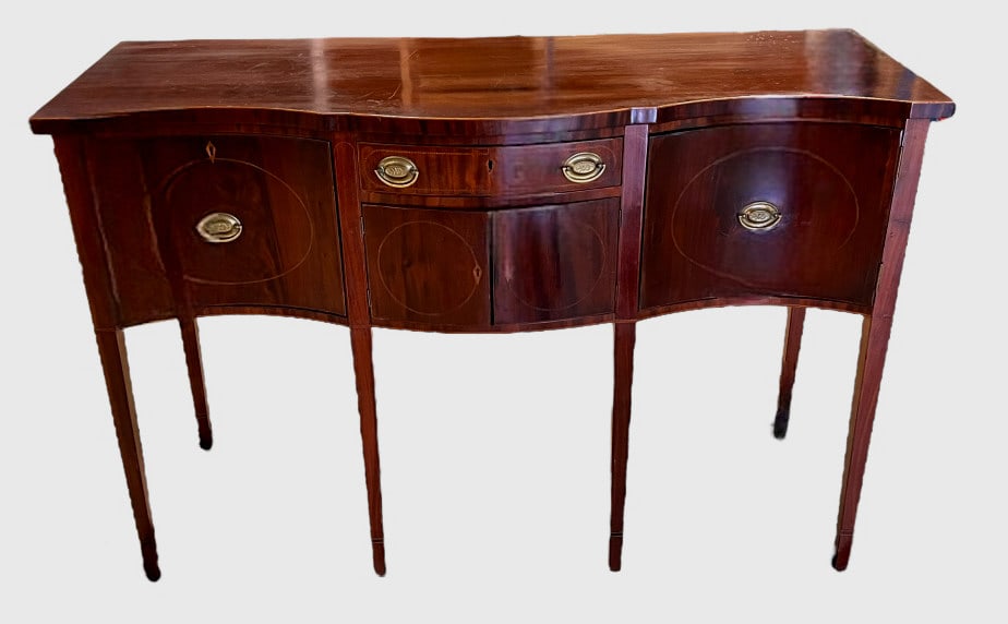 American Inlaid Serpentine Front Sideboard (1 of 6)