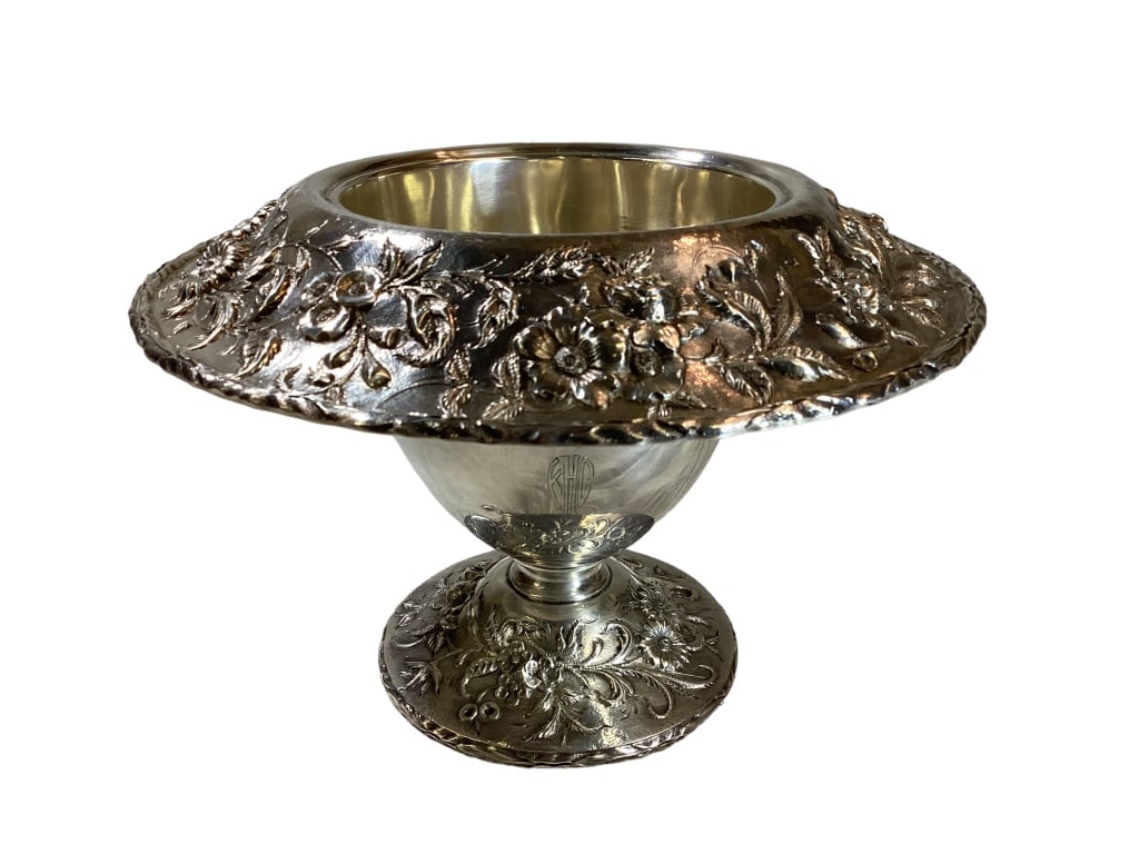 Sterling Silver Repousse  Footed Bowl (1 of 4)
