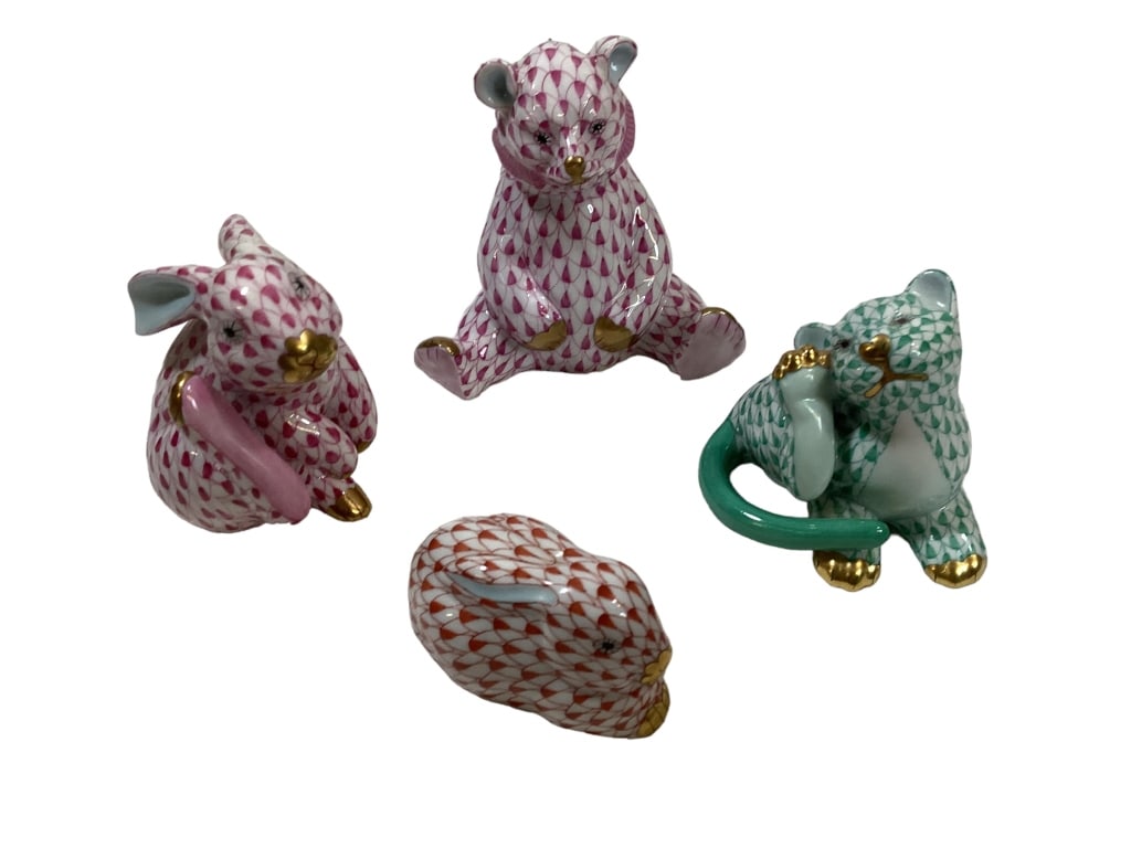 Four Herend Fishnet Animal Figures (1 of 5)
