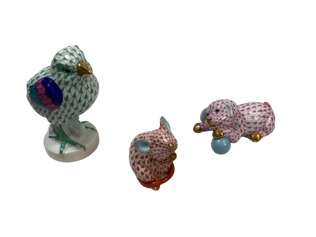 Three Herend Fishnet Animal Figures (1 of 4)