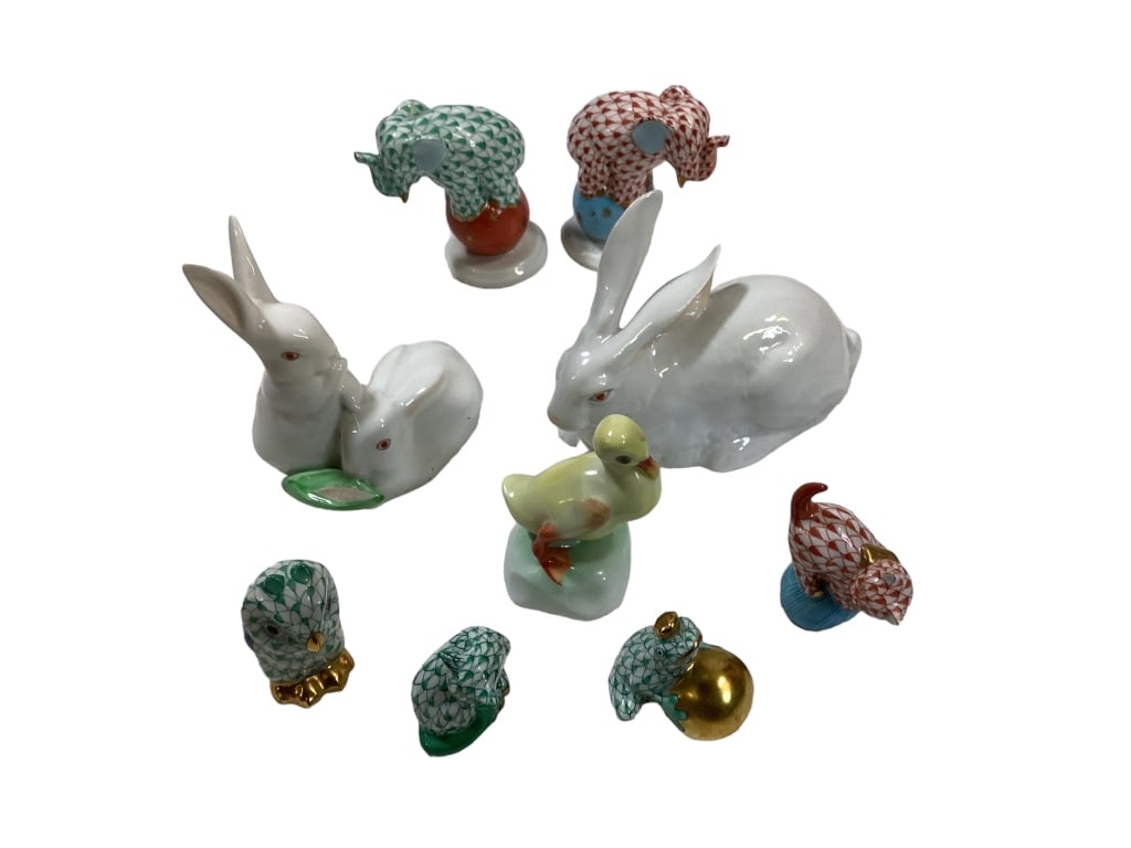 Nine Herend Porcelain Animal Figures (1 of 6)
