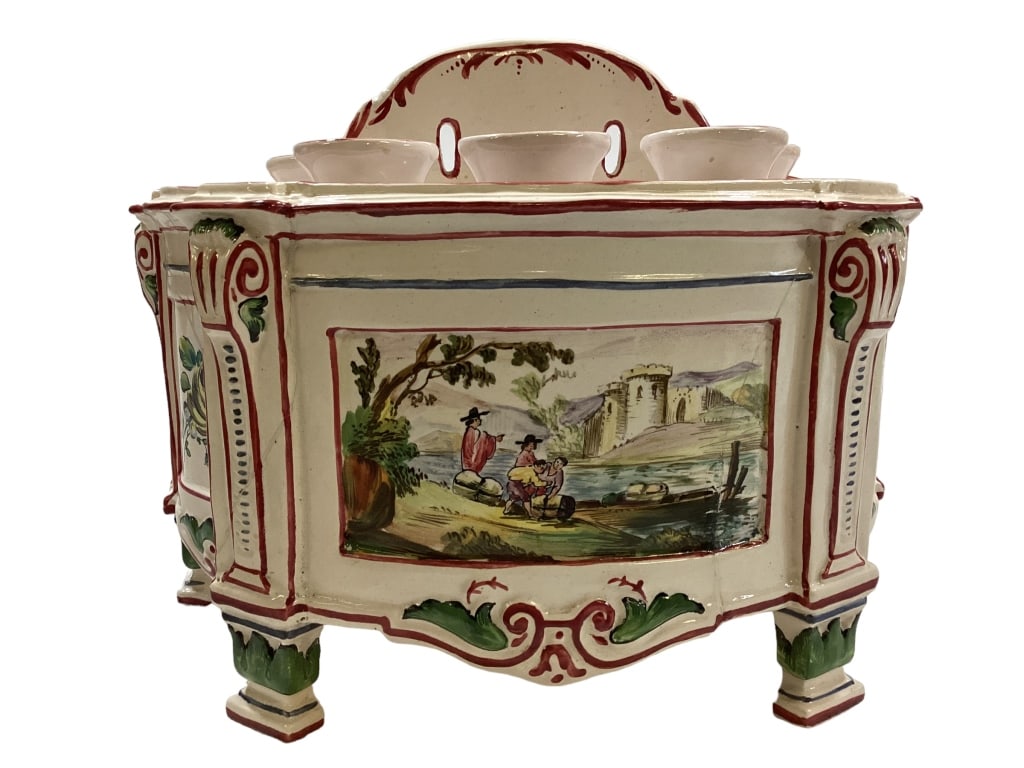 French Faience Hand Painted Flower Arranger (1 of 5)