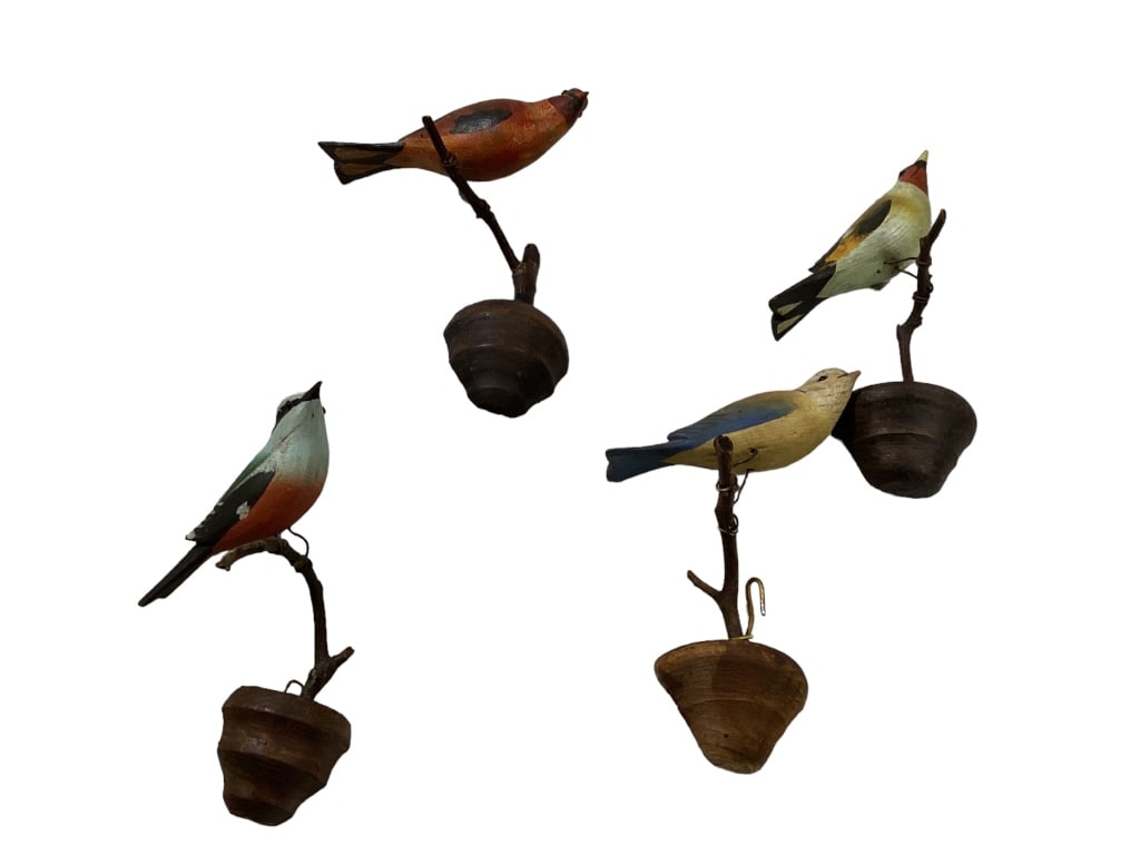 Four Folk Art Hand Painted Birds (1 of 3)