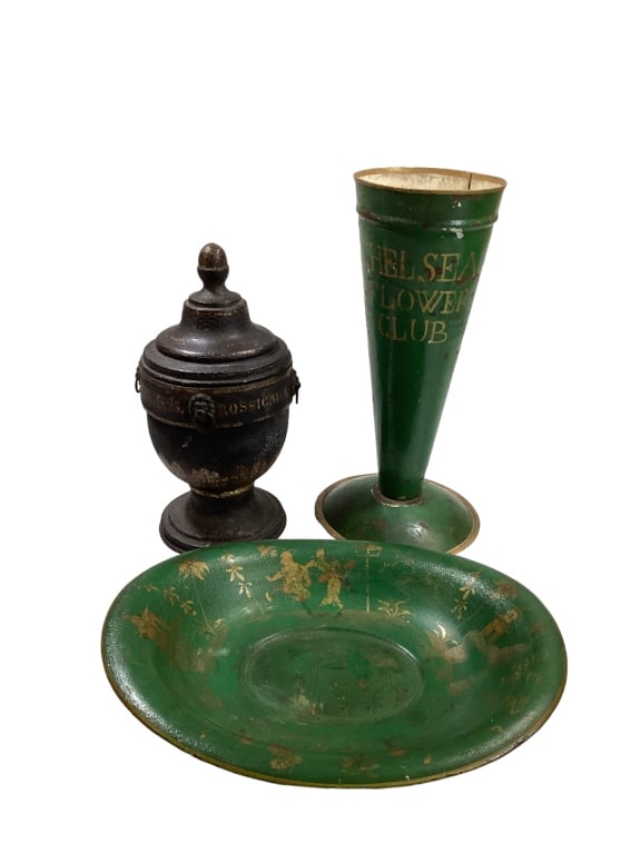 3 Pieces Tole Painted Tinware (1 of 4)