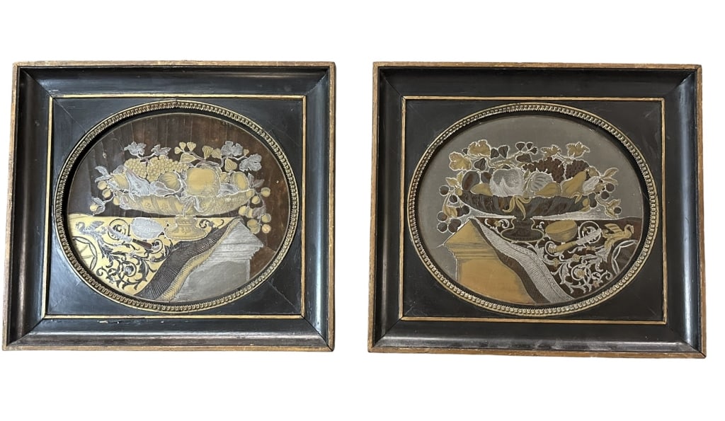 Pair of Inlaid Still Life Panels (1 of 6)