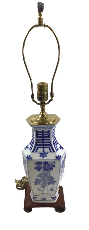 Asian Blue and White Porcelain Vase Lamp (1 of 3)
