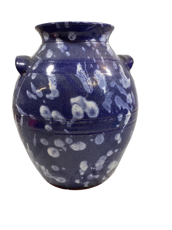 Charles Lisk Blue Spatter Storage Jar (1 of 5)
