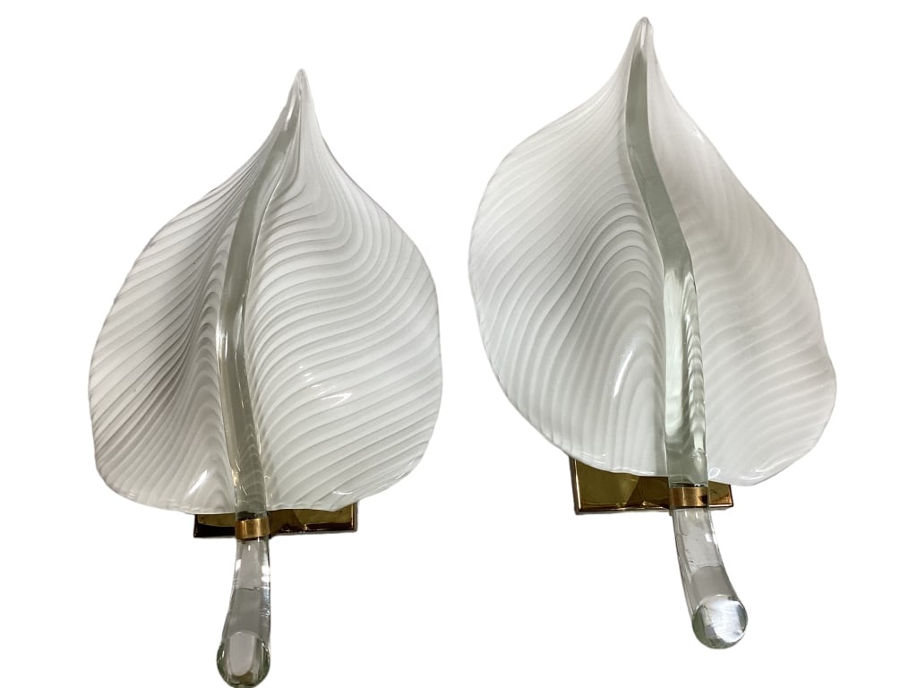 Pair Murano Glass Leaf Wall Sconce (1 of 4)