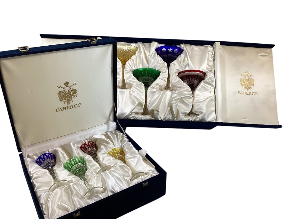Two Boxed Sets Faberge Crystal Stems (1 of 9)