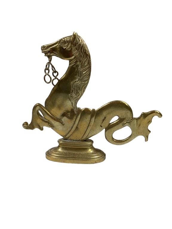 Venetian Brass Gondola Oar Lock: Hippocampus 12 x 13 inches, in form of Mythical Sea Creature