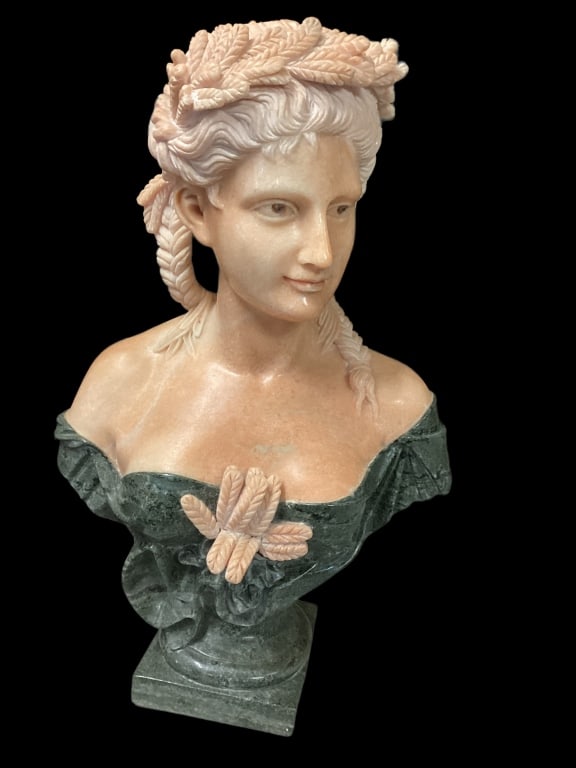 Large Carved Marble Bust Woman (1 of 5)