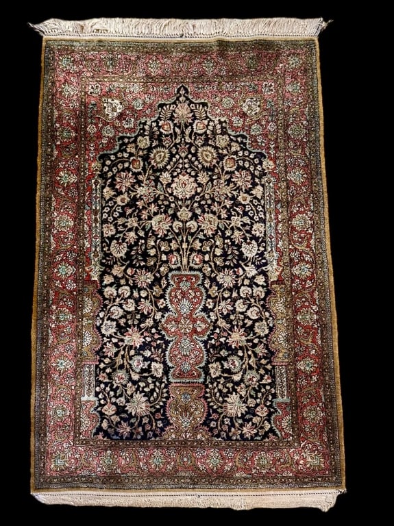 Silk Qum Throw Rug (1 of 6)
