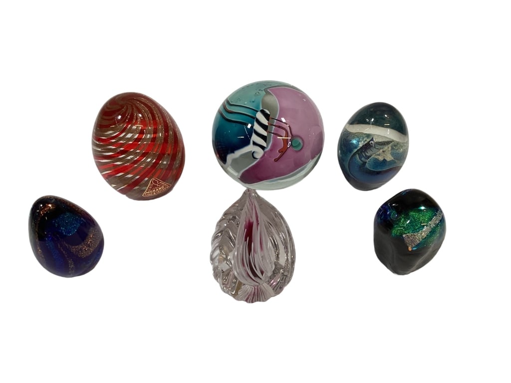 Six Art Glass Paperweights (1 of 5)
