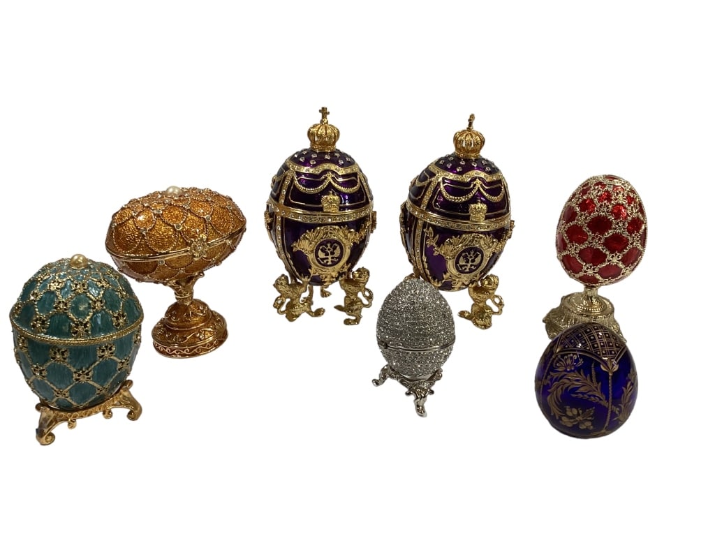 Seven Faberge Style Trinket Box Eggs (1 of 9)