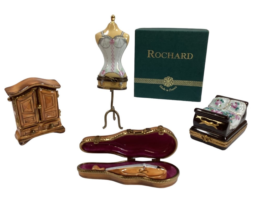 Four Limoge Rochard Trinket Boxes (1 of 9)