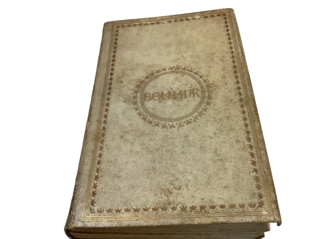 Ben - Hur A Tale of the Christ, by Wallace: 1892 published Harper & Brothers, original vellum boards, limited edition 183/350. Profusely illustrated with photogravures, and multiple line drawings, laid in letter by author to front interior. * w