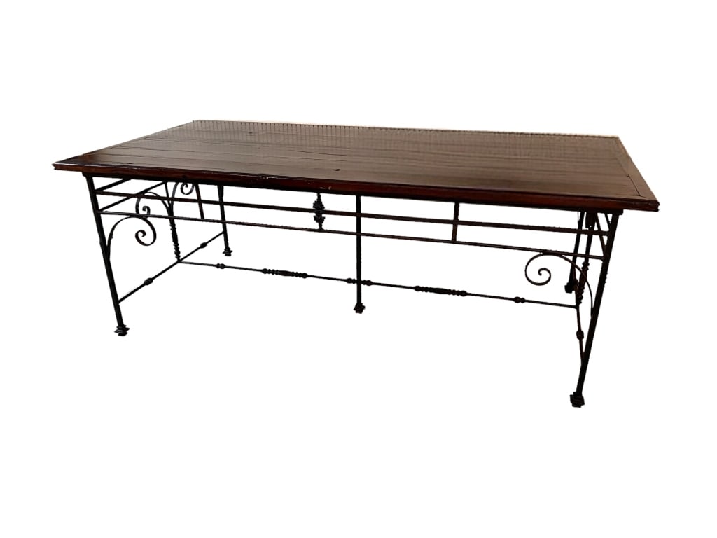 Vintage Wrought Iron Harvest Table W Pine Top (1 of 4)