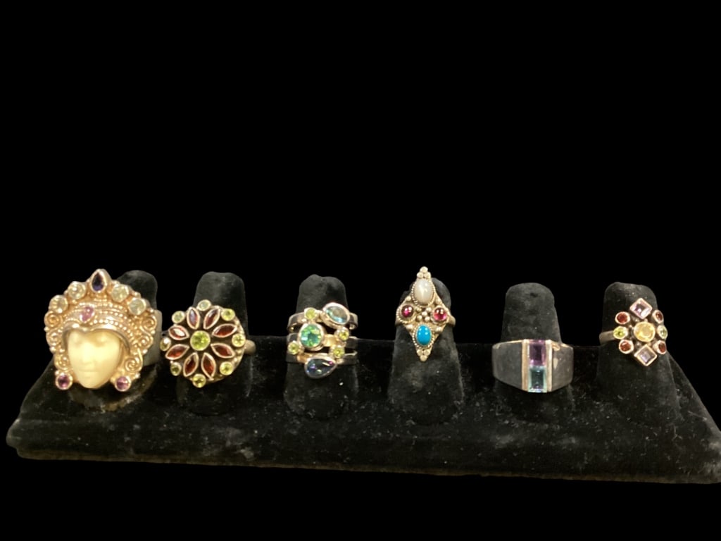 Six Sterling and Multi Gemstone Rings (1 of 9)
